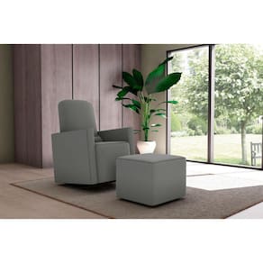 Poltrona Amamentação Balanço C/Puff Annecy Suede Cinza B250 - Matrix