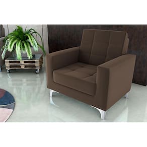 Poltrona Decorativa Thaina Veludo Marrom E426 - Matrix