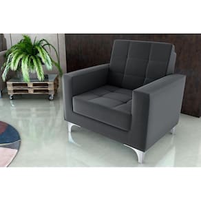Poltrona Decorativa Thaina Veludo Cinza E425 - Matrix