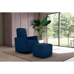 Poltrona Amamentação Balanço C/Puff Annecy Suede Azul B254 - Matrix