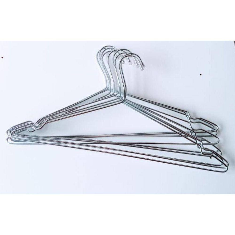 10 Cabides Adulto Cromado com Ponteira Transparente