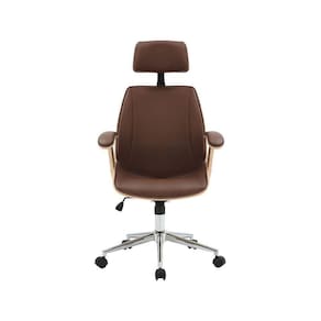Cadeira para Escritório Office Lisboa Natural e Pu Marrom