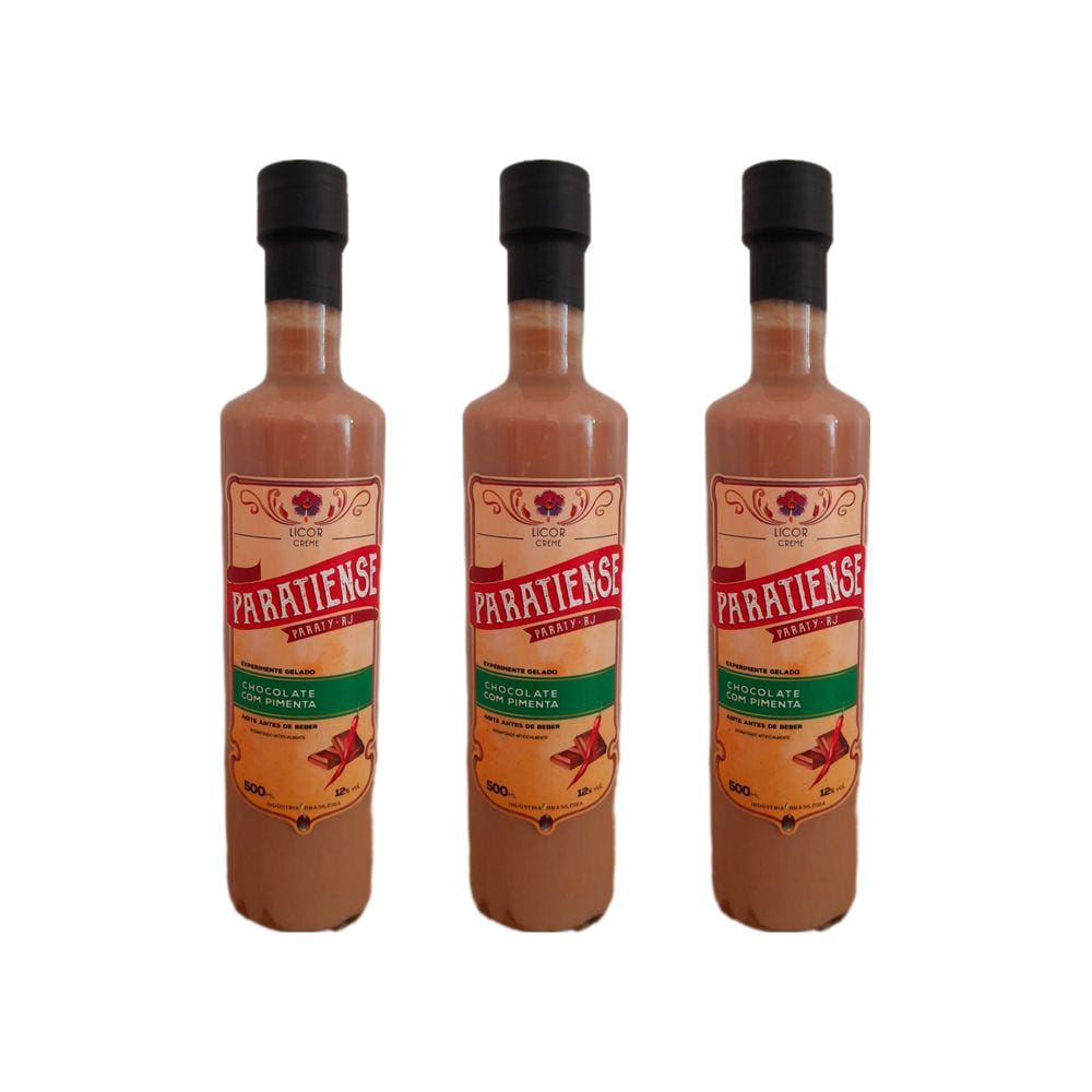 Kit Licor Paratiense Chocolate Com Pimenta 500ml 3 unidades