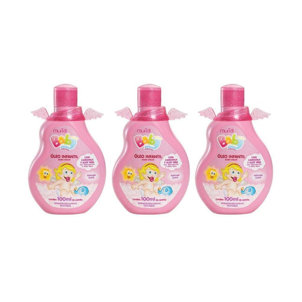 Oleo Corporal Muriel Baby 100Ml Rosa - Kit Com 3Un