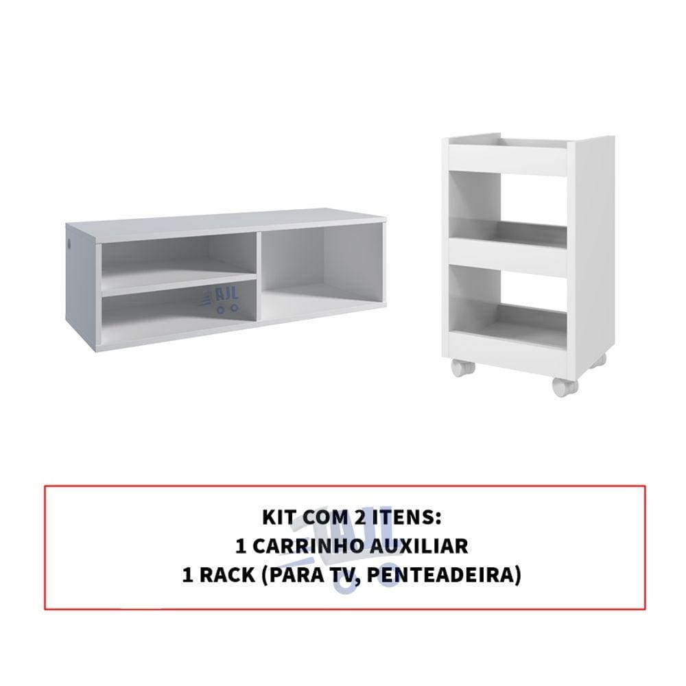 Modulo Porta Esmaltes + Carrinho Aparador Auxiliar Manicure - AJL
