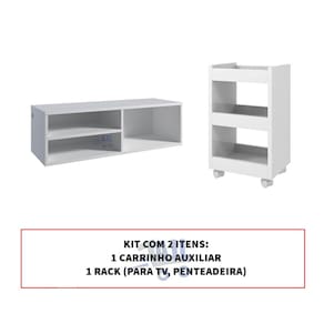 Modulo Porta Esmaltes + Carrinho Aparador Auxiliar Manicure - AJL