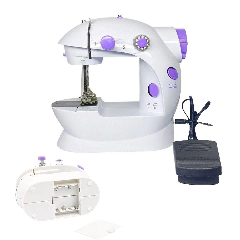 Mini Maquina Costura Reta Pedal Eletrico Led Ponto Ajustavel Portatil Reparo Roupa Manutençao Manga Calça Blusa Lenço Tecido