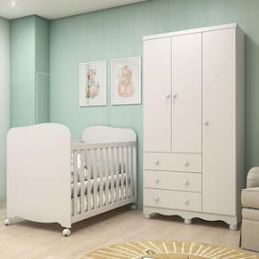 Quarto Infantil com Berço e Guarda Roupa Uli Junior Móveis Peroba