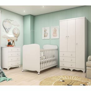 Quarto Infantil com Berço,Guarda Roupa, Cômoda Uli Junior