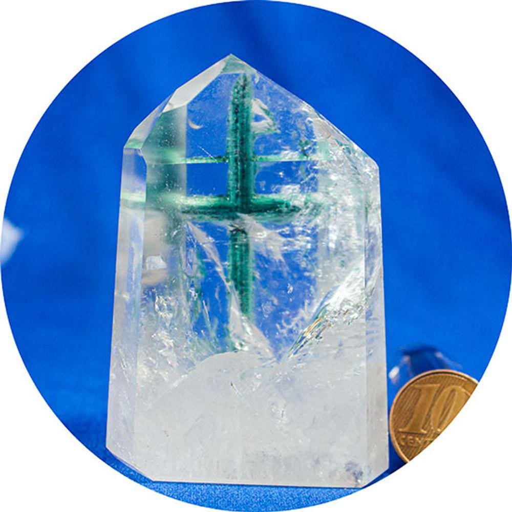 Ponta Pedra Cristal Cruz Lapidado Sextavado Tipo A 75mm 176g