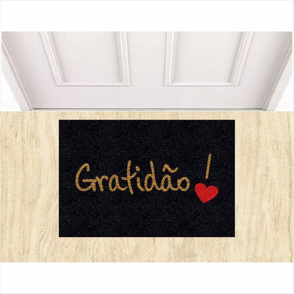 Tapete Capacho Gratidão 60X40 cm Antiderrapante.