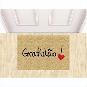 Tapete Capacho Kapazi Gratidao 60x40 Cm porta entrada casa lar apartamento decorativo limpa pé.