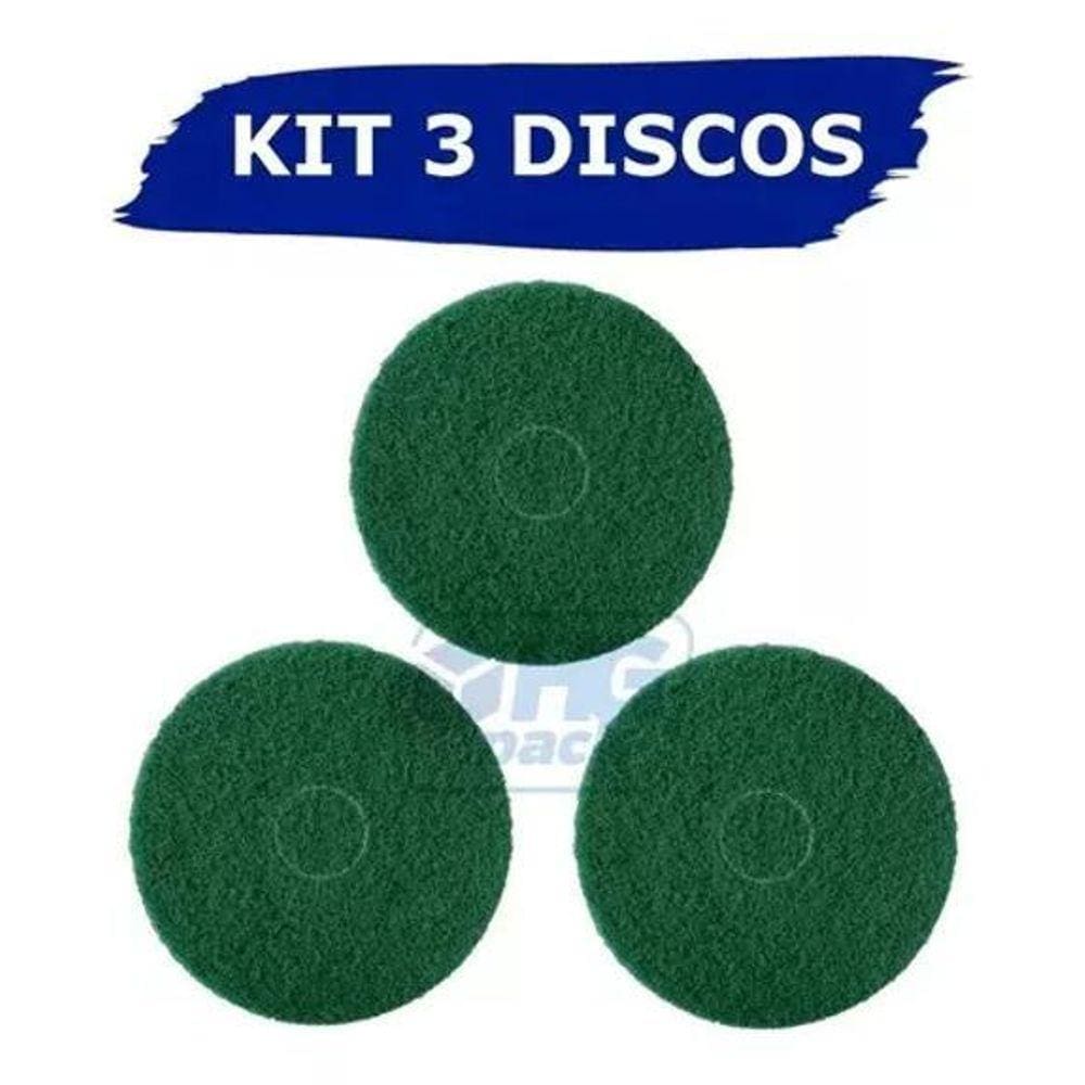 3 Disco Limpeza Verde 350Mm Enceradeira Scotch-Brite 3M