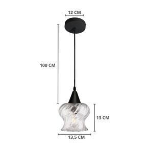 Lustre Pendente Taschibra Cristal Aisha Rigato E27 Transparente Bivolt Preto