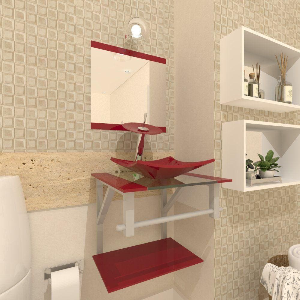 Gabinete De Vidro 40cm Ac Cuba Quadrada