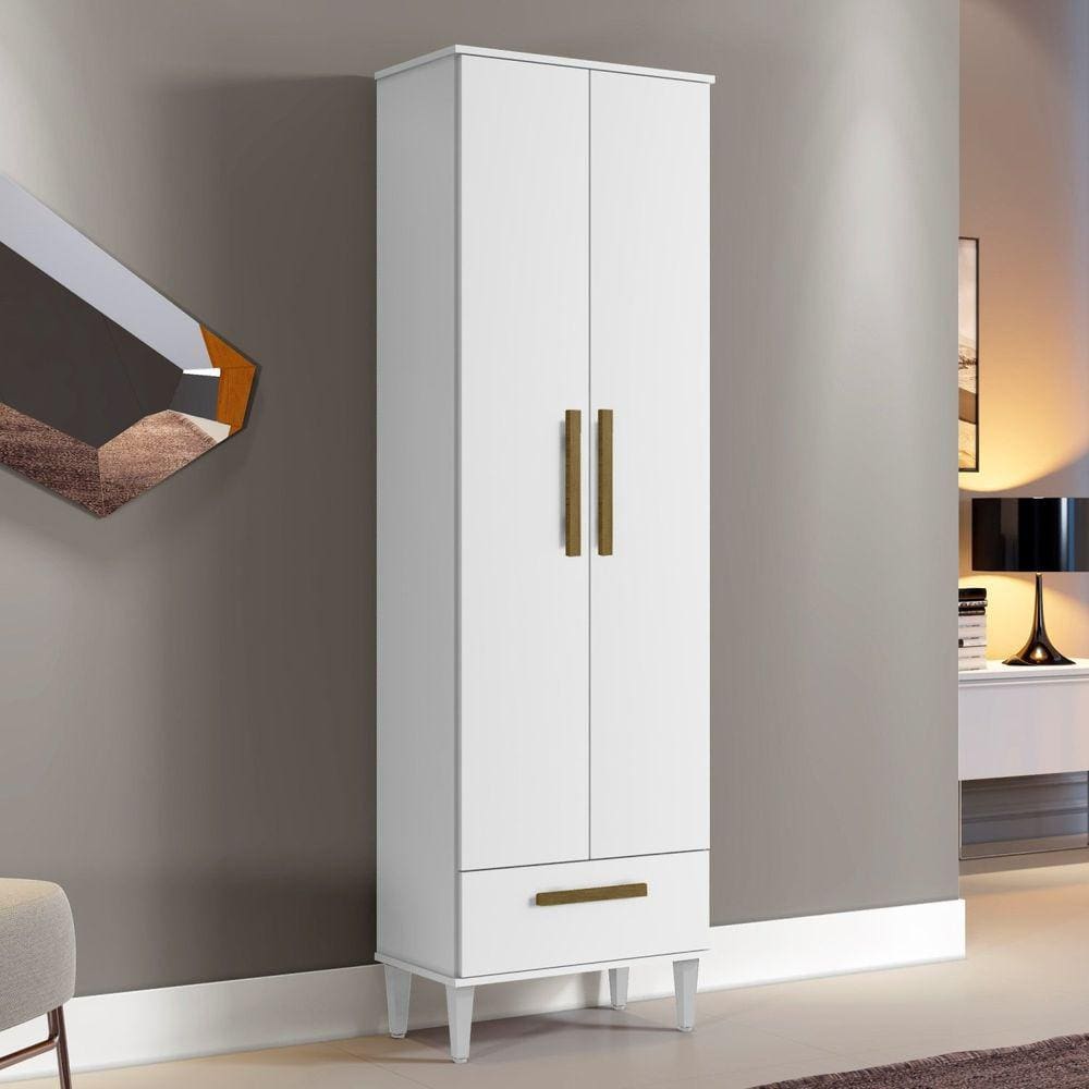 Armário Multiuso 2 Portas 1 Gavetas Natal Marrom/Off White