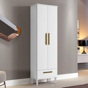Armário Multiuso 2 Portas 1 Gavetas Natal Marrom/Off White