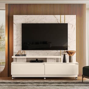 Estante para Tv e Home Theater New Apolo com Rodizio Calacata/Off White