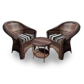 Conjunto De Poltronas 2 Poltronas + 1 Mesa Centro Preto