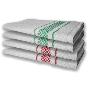 4 Panos De Prato Atoalhado Felpudo Premium Vermelho+Verde