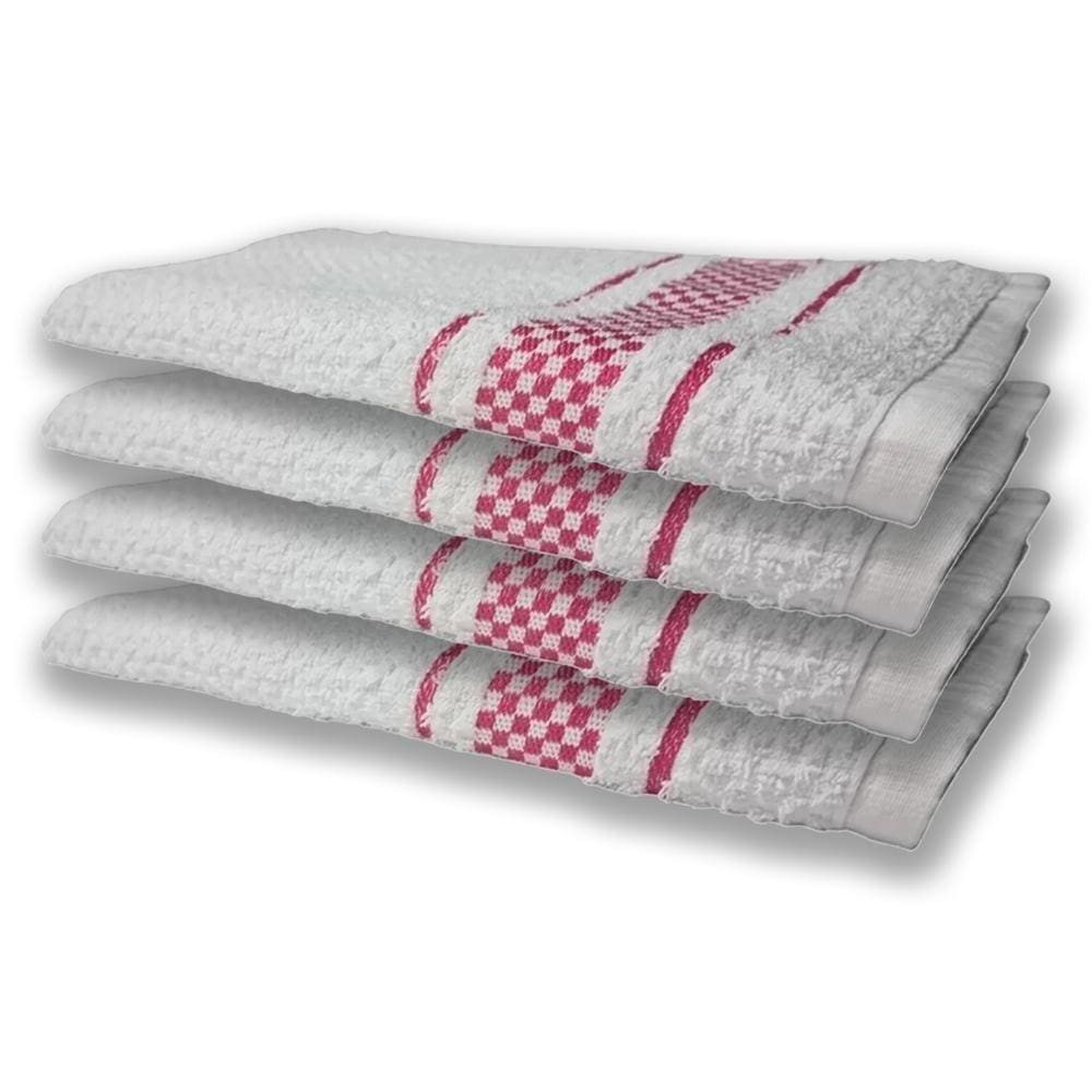4 Panos De Prato Atoalhado Felpudo Rosa