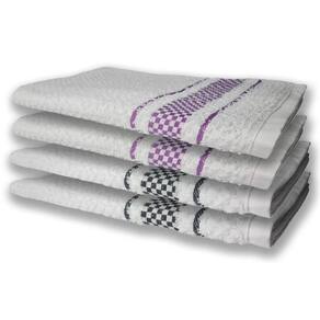 4 Panos De Prato Atoalhado Felpudo Premium Preto+Roxo