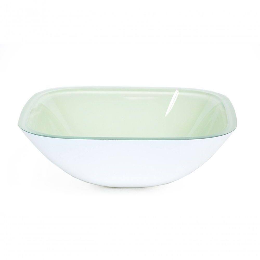 Cuba de Vidro Quadrada 35cm Branco