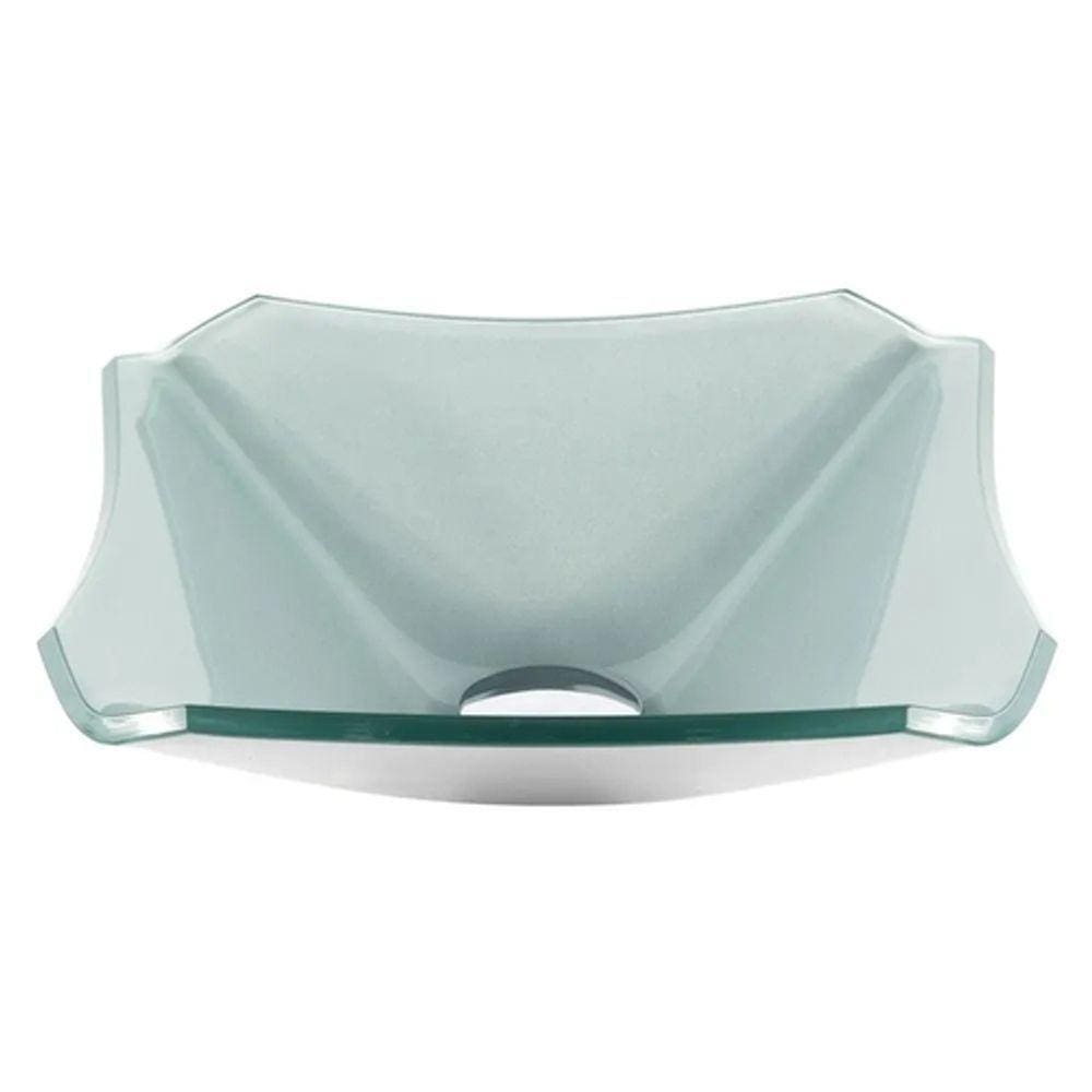 Cuba de Vidro Quadrada Chanfrada 34cm Prata