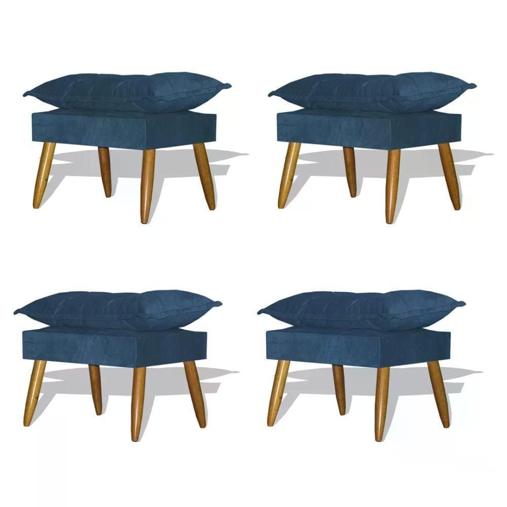 Kit 04 Puff Decorativo Opala - Azul Royal Azul Royal