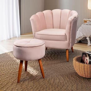 Poltrona Decorativa Com Pés De Madeira Speciale Home Rose