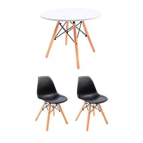 conjunto de mesa infantil well branca com 2 cadeiras eames preta
