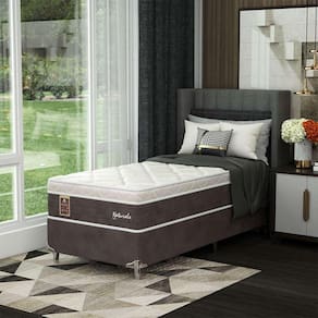 cama box solteiro le com colchão molas ensacadas (67x88x188) marrom e branca