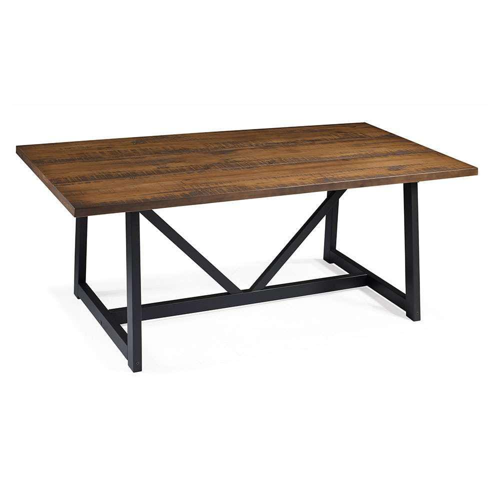 mesa de jantar retangular industrial lesoto marrom e preta 183 cm