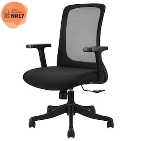 Cadeira Giratória Nr-17 Boston Rivattis Tela Mesh Preta Base Rodizio Nylon