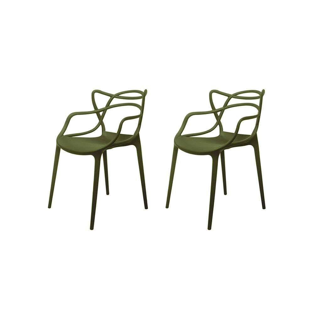conjunto com 2 cadeiras berrini verde militar