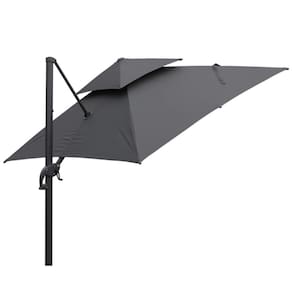 Ombrelone Lateral Tulum Rivattis 300 Cm Em Aluminio Com Base Cruz Capa Poliéster Grafit