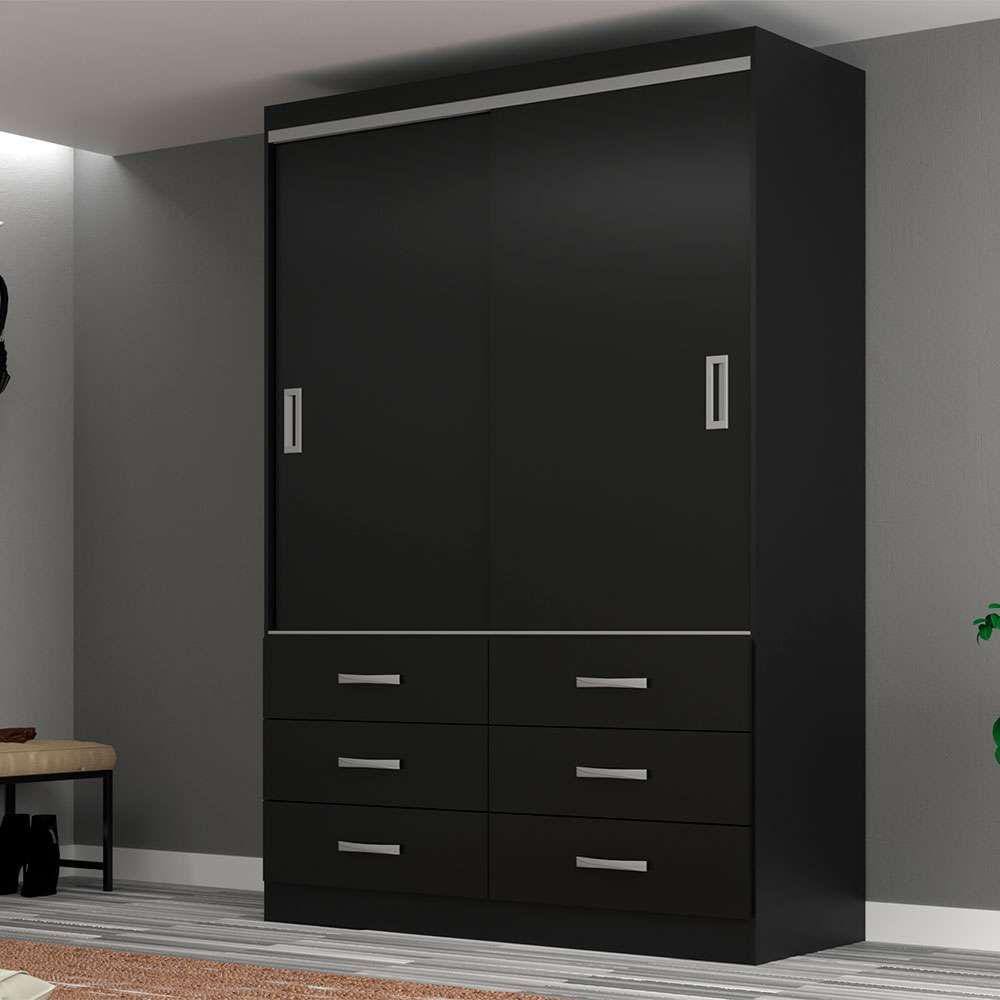guarda-roupa solteiro veneza 2 pt 6 gv preto