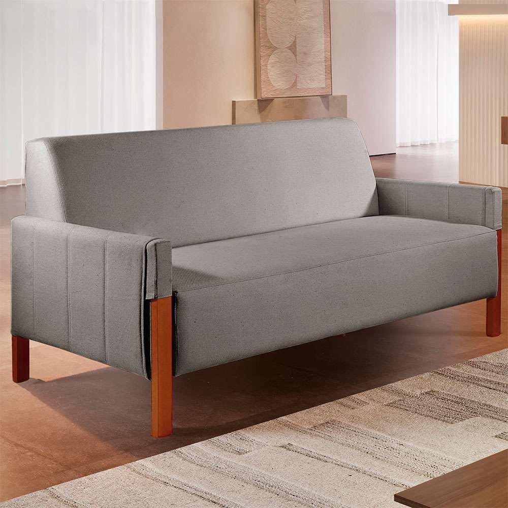 sofá 2 lugares turim linho cinza 162 cm