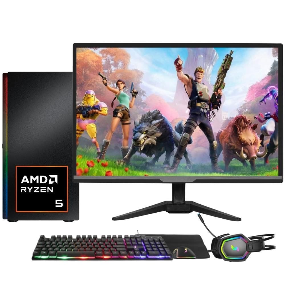 PC Gamer Completo Skill RGB AMD Ryzen 5 5600G, Gráficos Radeon VEGA 7, Monitor LED 20",Kit Gamer, 16GB DDR4 3200Mhz, SSD 1TB, Fonte 500W - SGX-00