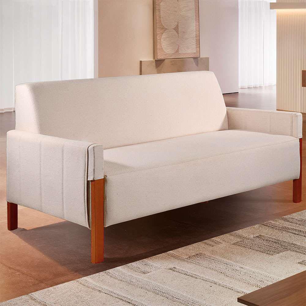 sofá 2 lugares turim linho cru 162 cm