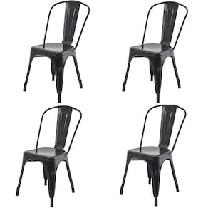 Kit 4 Cadeiras Tolix Iron Titan Rivattis Aço Preto