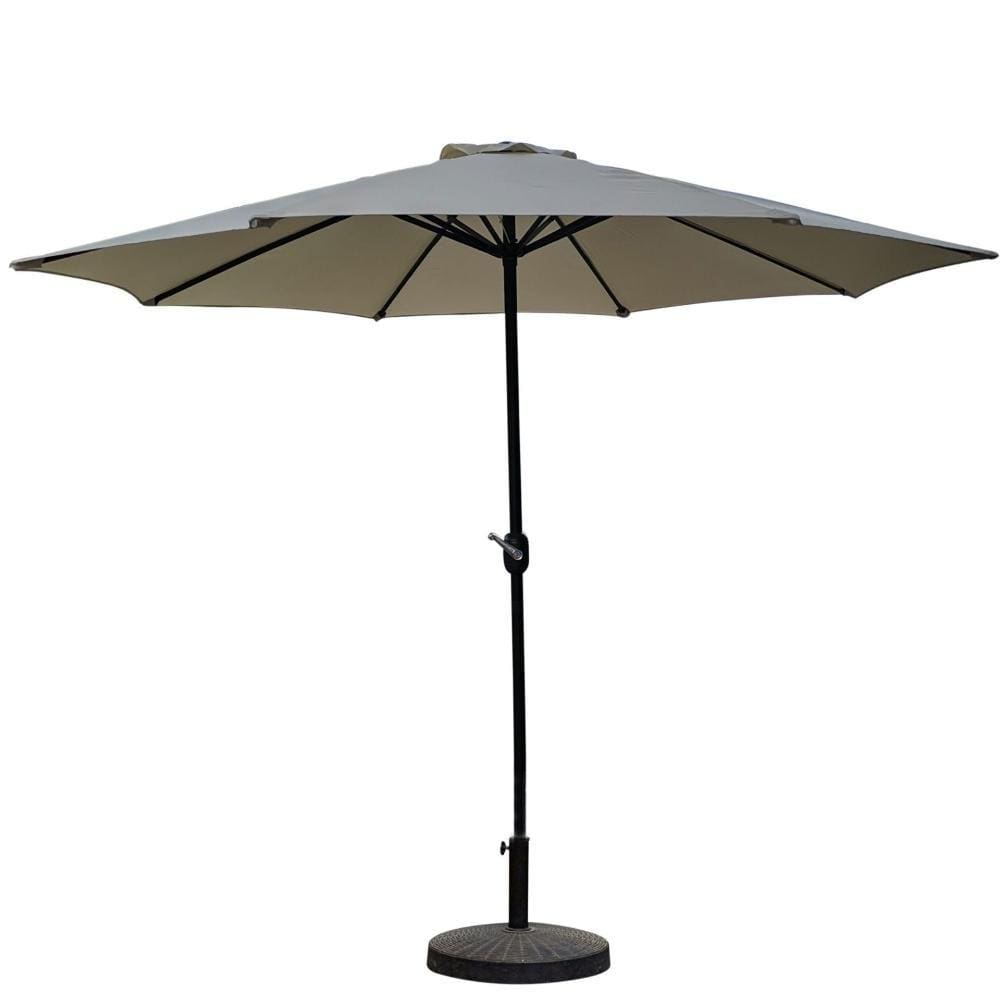 Ombrelone Central Bali Rivattis 270 Cm Em Alumínio Com Base Hdpe E Capa Em Poliéster Marfim