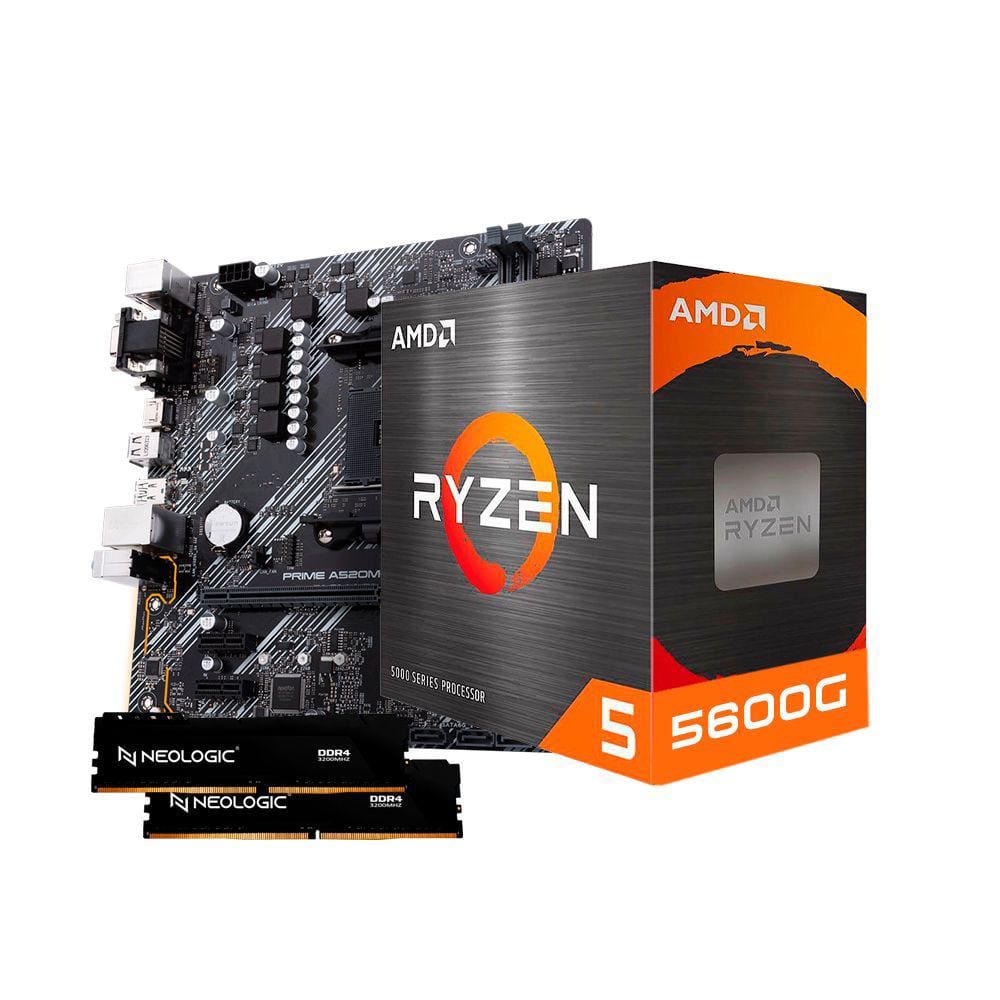 Kit Upgrade Amd Ryzen 5 5600G, Placa Mae A520m, 32Gb Ddr4, Neologic - Nli84631