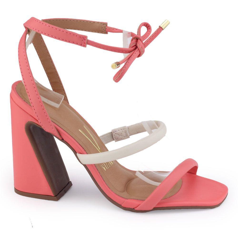 Sandália Fem Vizzano 6403.205 Coral salto Flare amarração