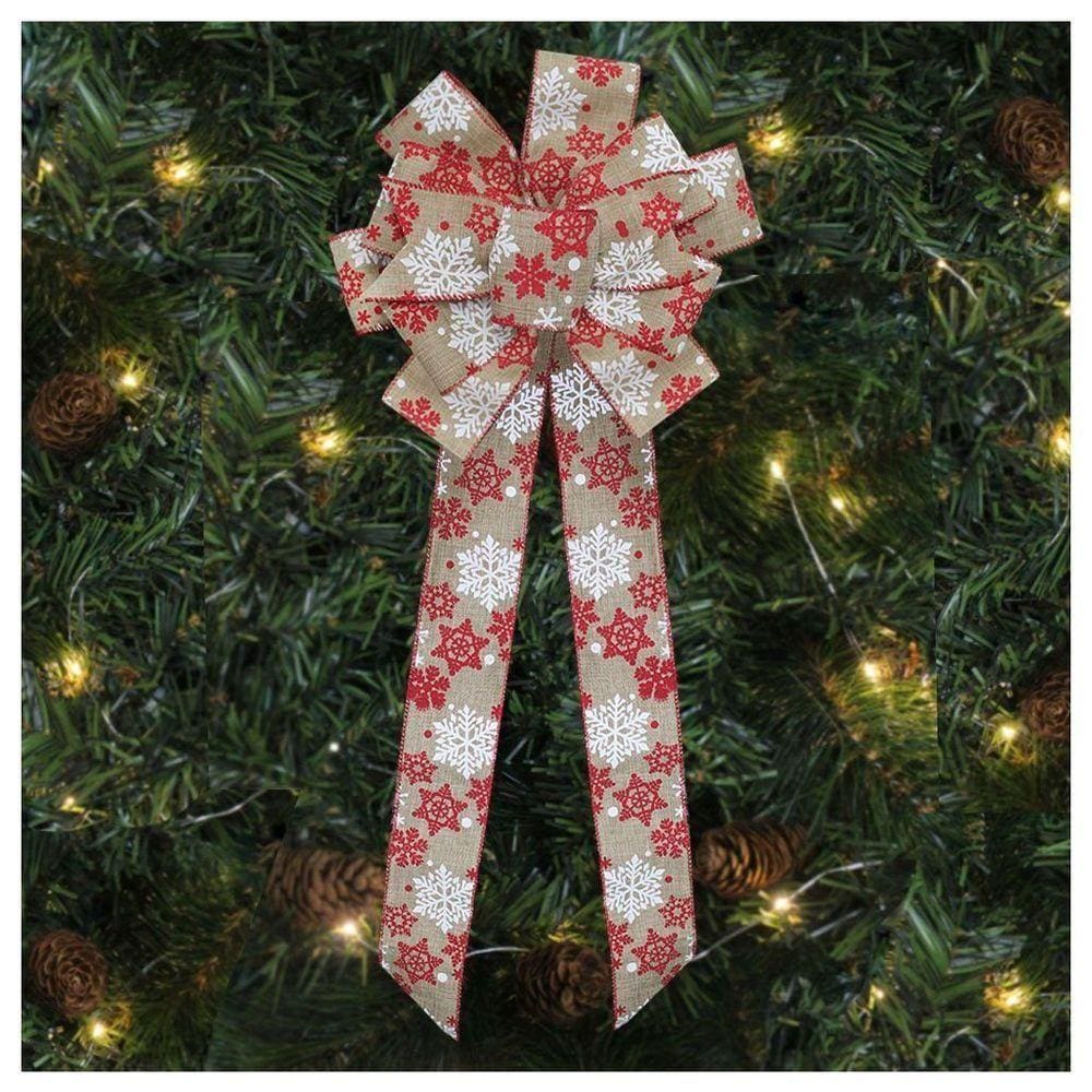 Enfeite árvore Natal Laço Decorado Flocos De Neve 78 Cm