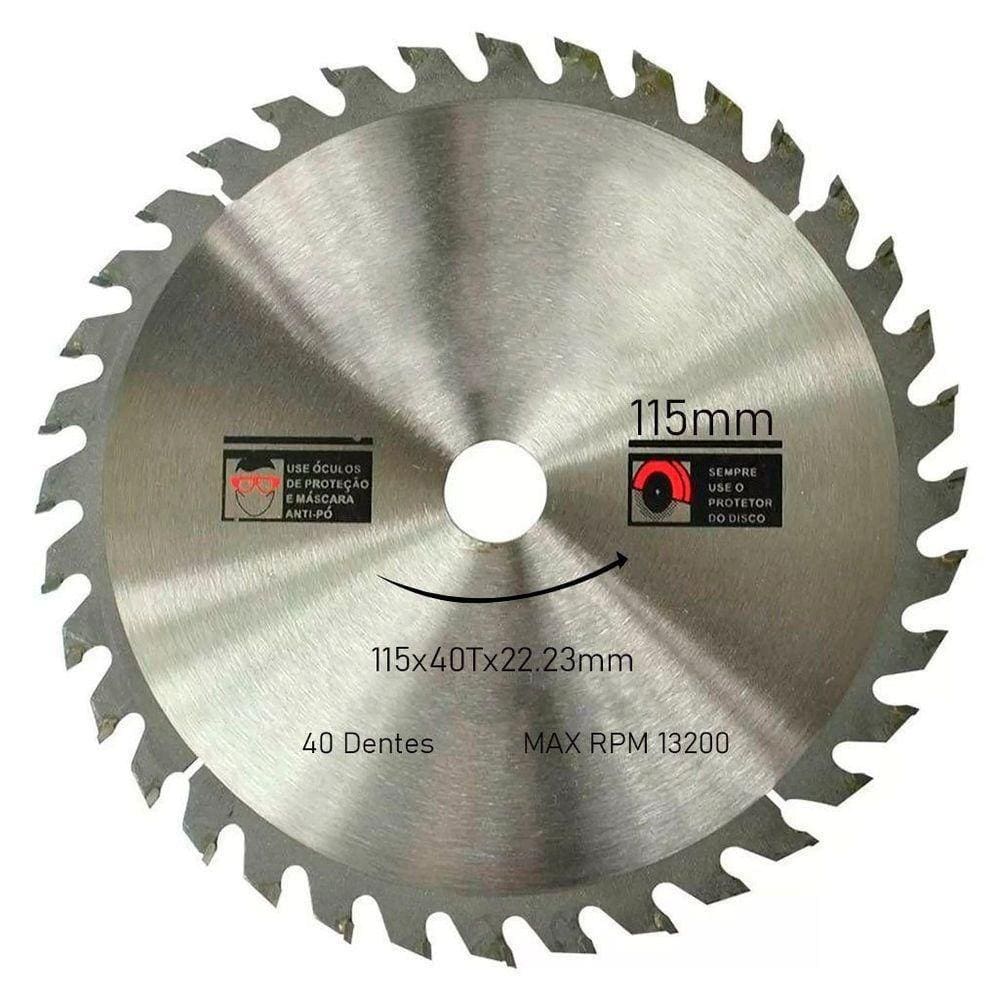 Disco De Serra Circular Com 40 Dentes 4-1-2" 115mm Para Madeira