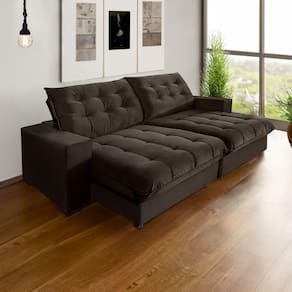 Sofá Califórnia Retrátil E Reclinável 3 Lugares 2,10m Com Molas Ensacadas E Pillow Marrom Marrom