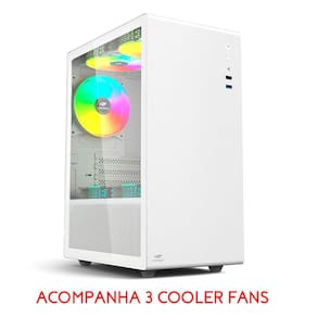 Gabinete Gamer C3Tech MT-G200WH Com 3 Coolers Fans S/Fonte