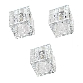 3 Spot Cristal K9 Embutir Quadrado 7Cm Sala Ac974