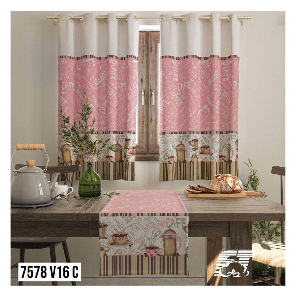 Cortina de Cozinha Tecido Oxford Estampado